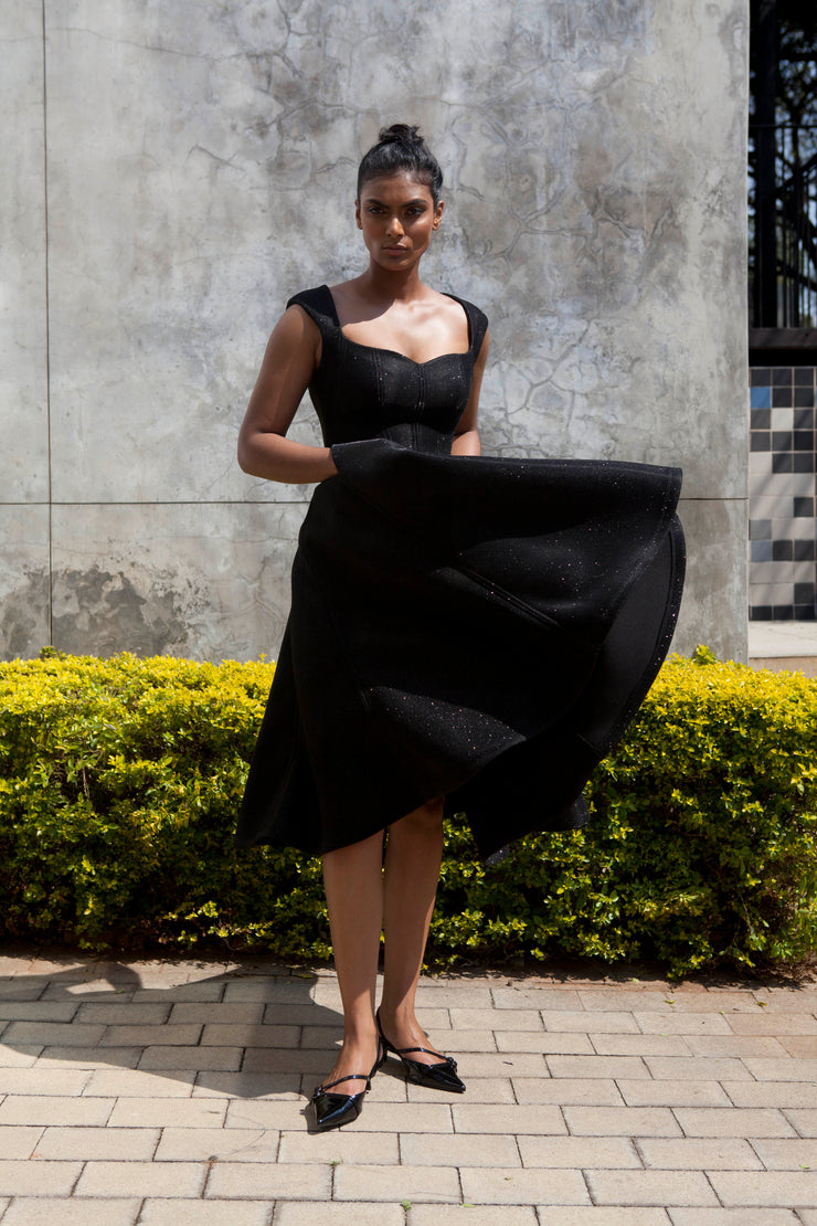 The Aurora Dress - Black Shimmer Scuba