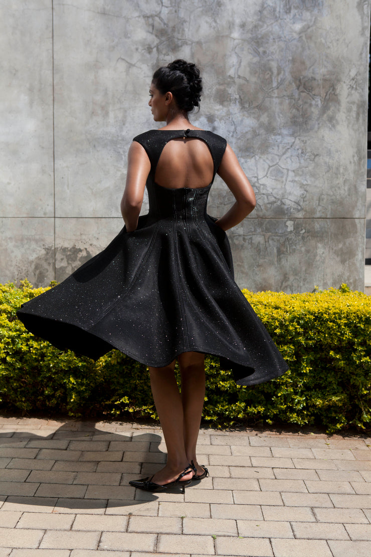 The Aurora Dress - Black Shimmer Scuba