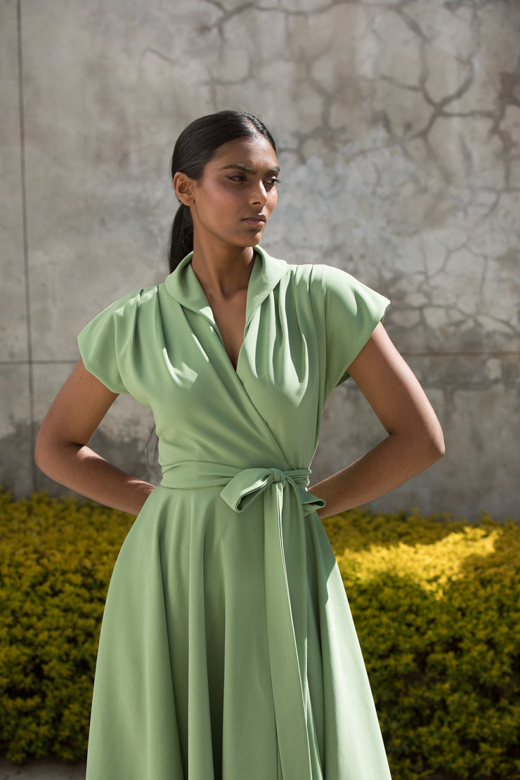 The Fold Wrap Dress Midi Mint Green ERRE Fashion The Fold Wrap Dress Midi Mint Green ERRE Fashion