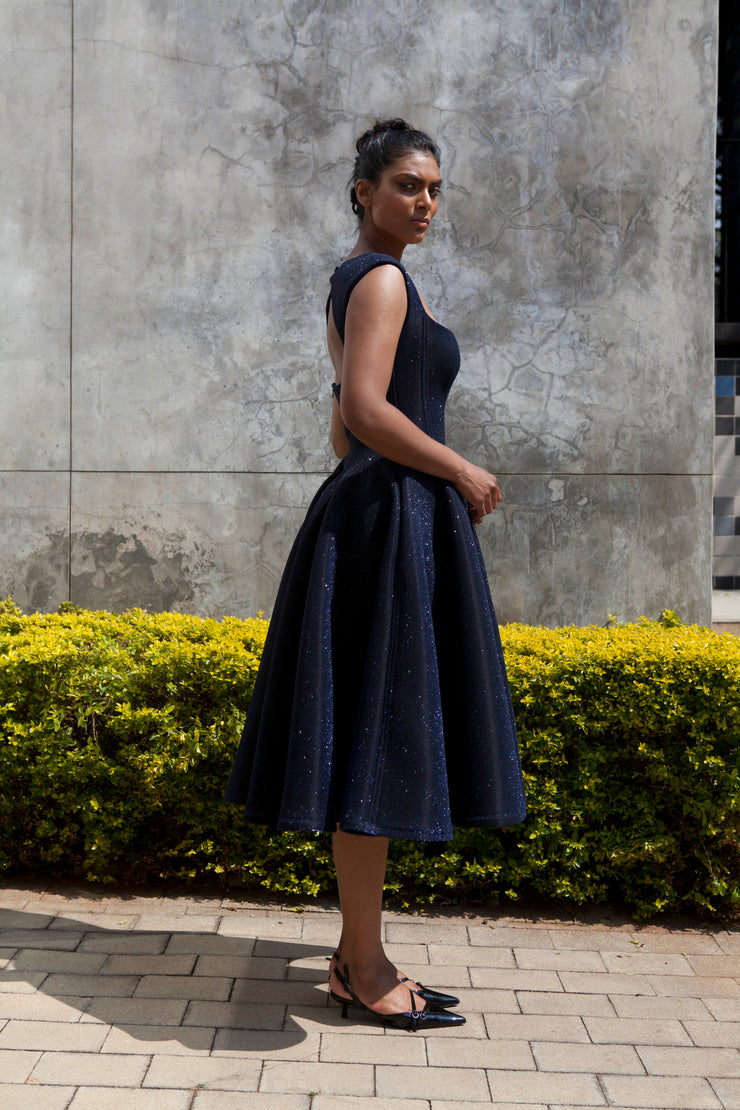 The Aurora Dress - Navy Shimmer Scuba