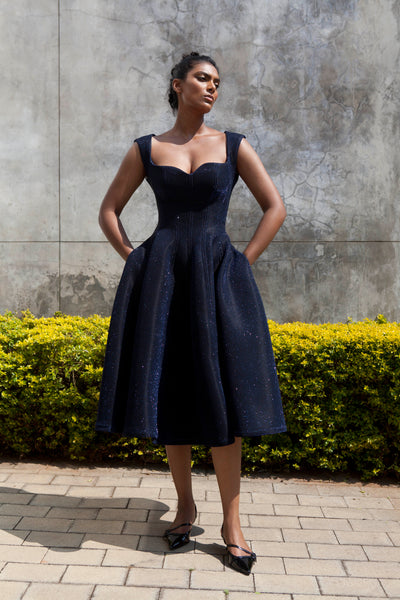 The Aurora Dress - Navy Shimmer Scuba