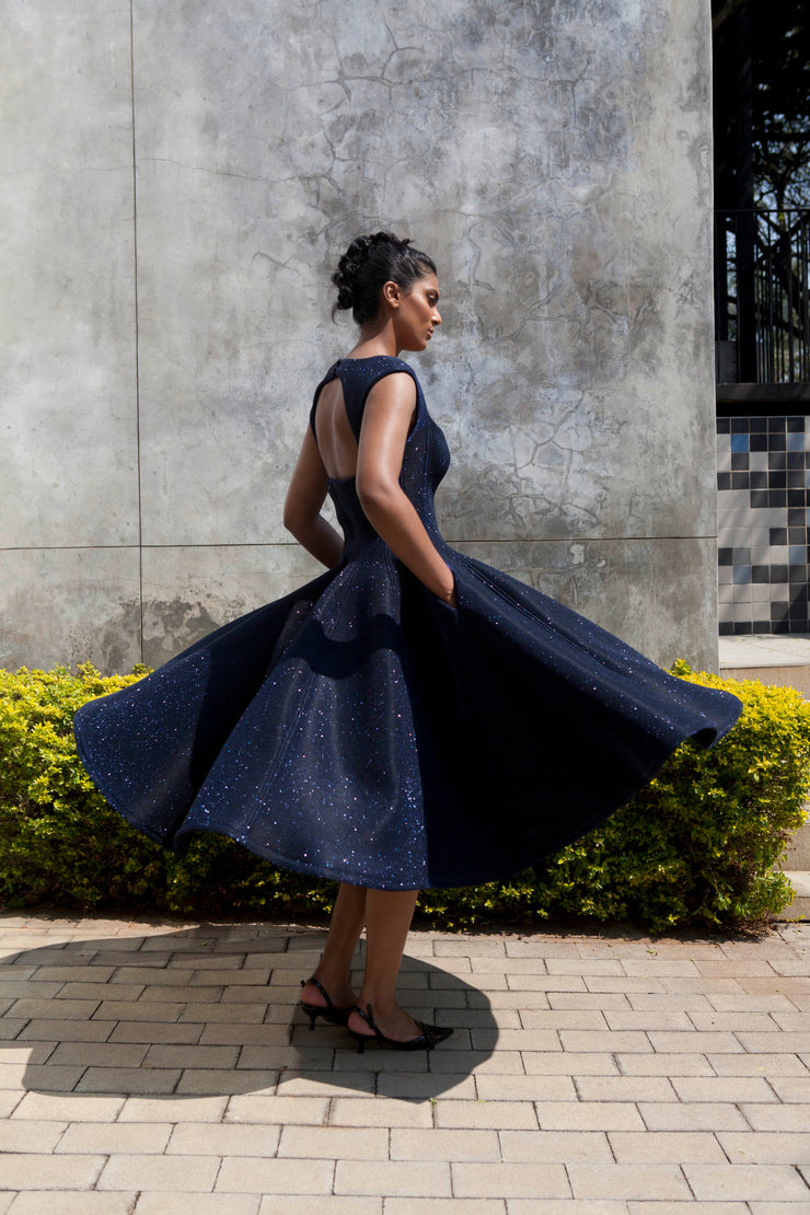The Aurora Dress - Navy Shimmer Scuba