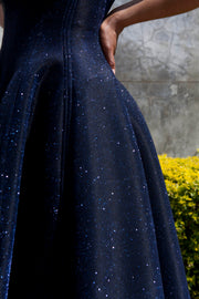 The Aurora Dress - Navy Shimmer Scuba