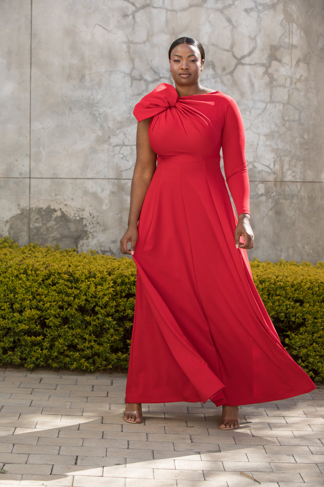 The Asymmetrical Drape Dress Red – ERRE Fashion