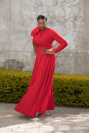 The Asymmetrical Drape Dress Red