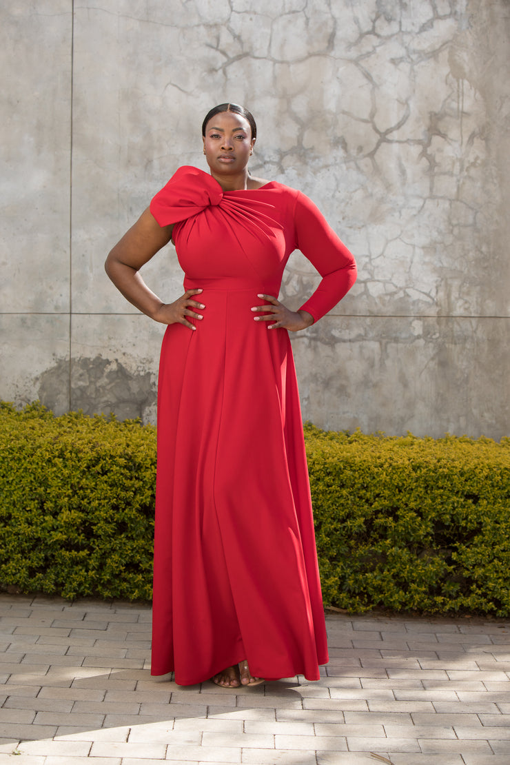 The Asymmetrical Drape Dress Red ERRE Fashion The Asymmetrical Drape Dress Red ERRE Fashion