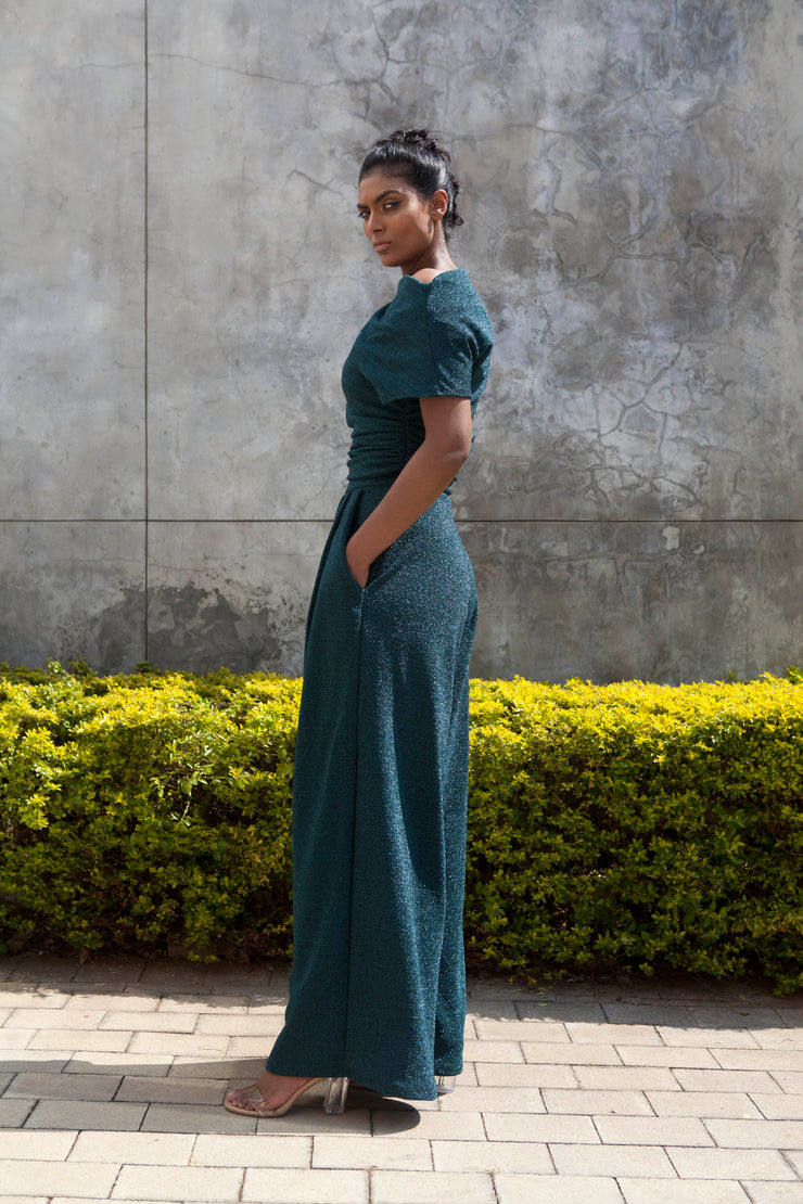 The Opis Stroll Wide Leg Pants - Emerald Green