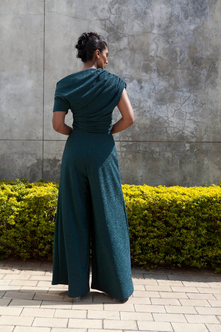 The Opis Stroll Wide Leg Pants - Emerald Green