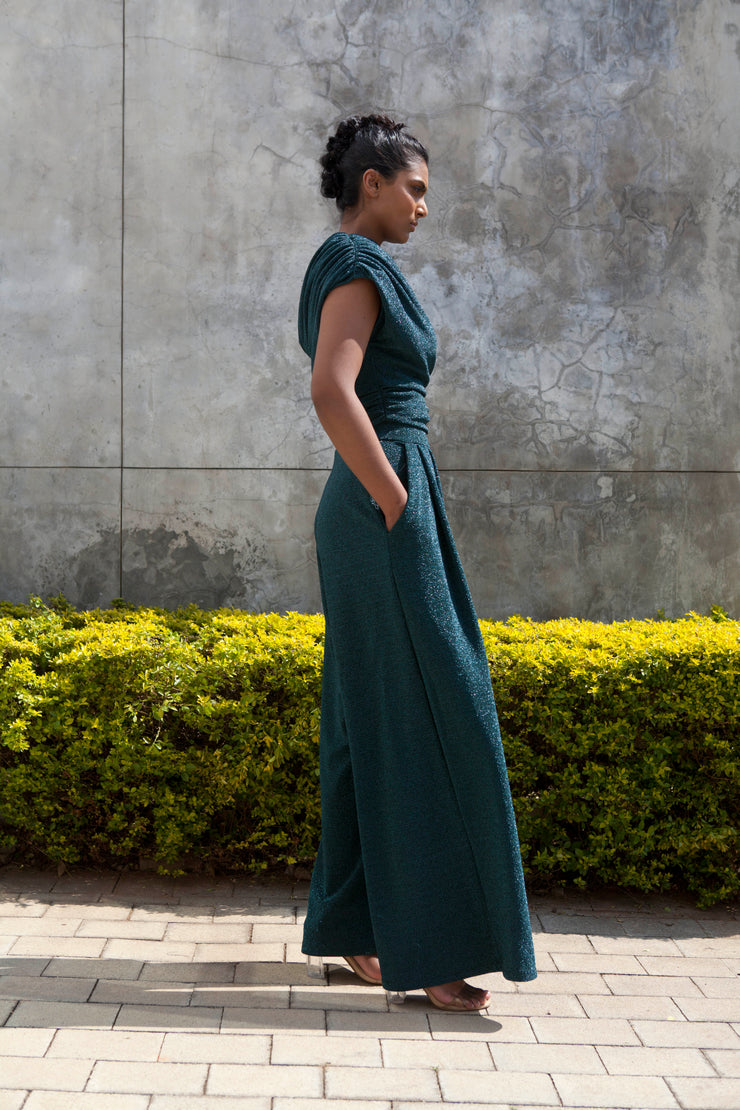 The Opis Stroll Wide Leg Pants - Emerald Green