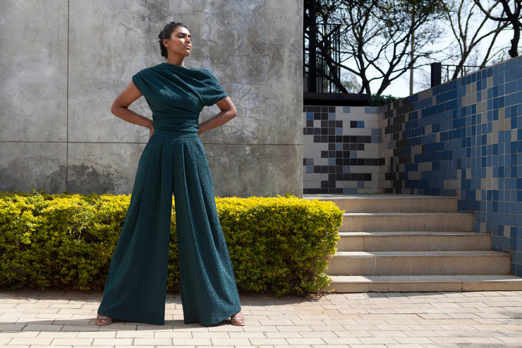 The Opis Stroll Wide Leg Pants - Emerald Green