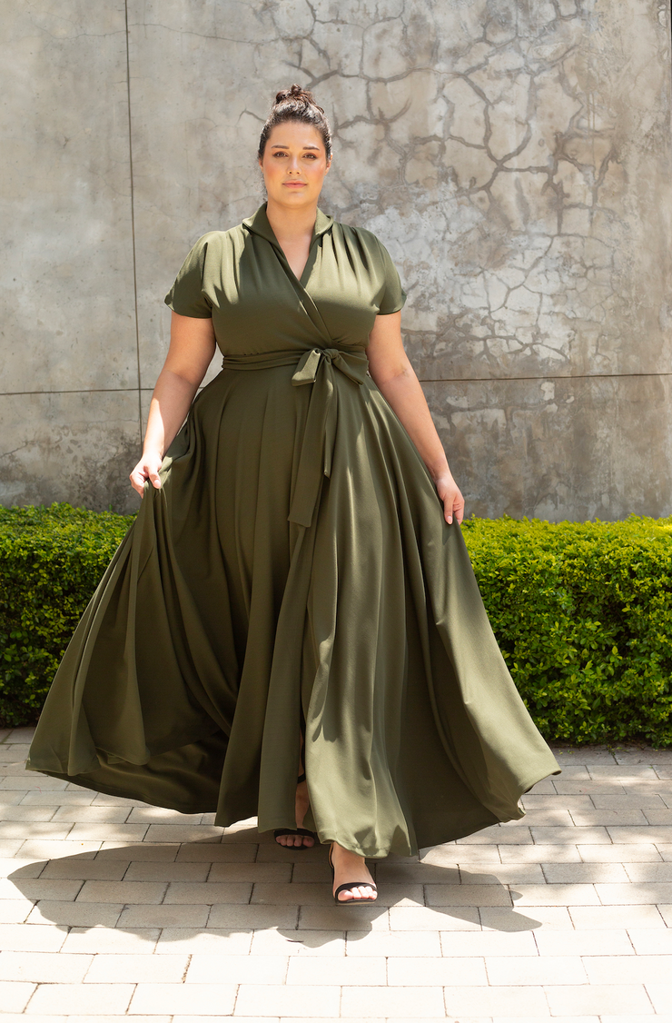the fold green dress Salerno Silk Dress Green And Ivory