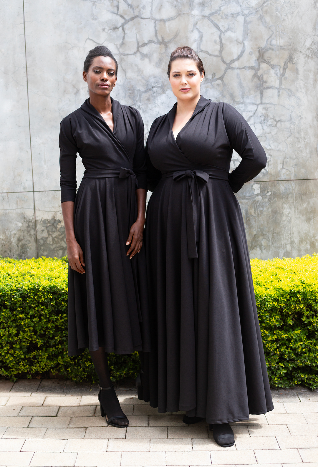 The Fold Wrap Dress Maxi Long Sleeves- Black ERRE Fashion The Fold Wrap Dress Maxi Long Sleeves- Black ERRE Fashion