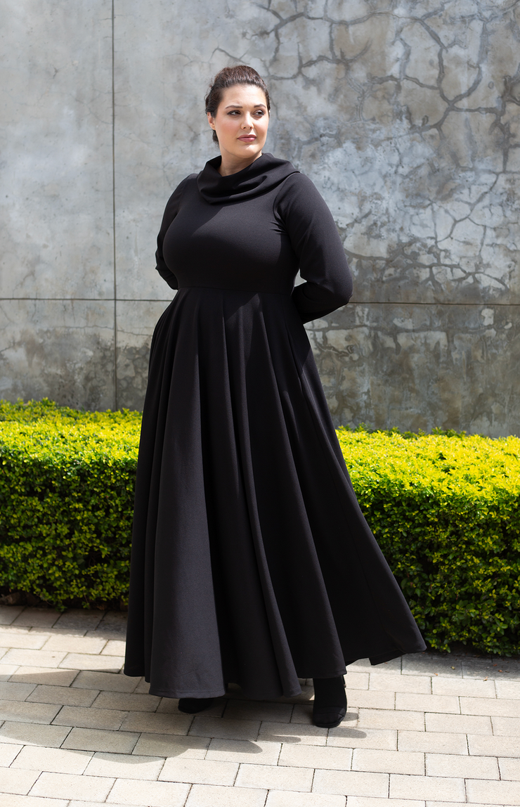 curve black maxi dress ASOS LUXE Curve maxi dress with waterfall ruffles and tie straps in black
