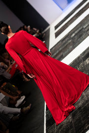 Red Dancing Lady Maxi Wrap Dress