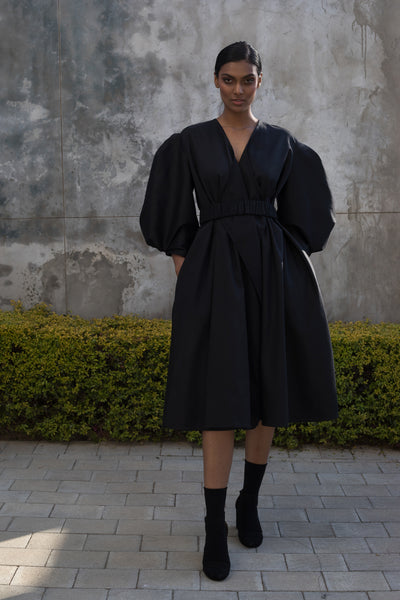 ERRE Black Protean Coat Dress
