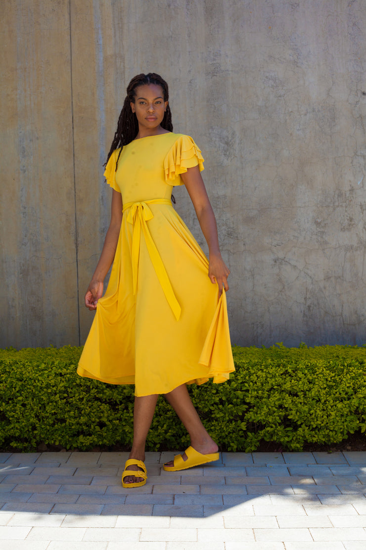 ERRE FLUTTER dress in yellow