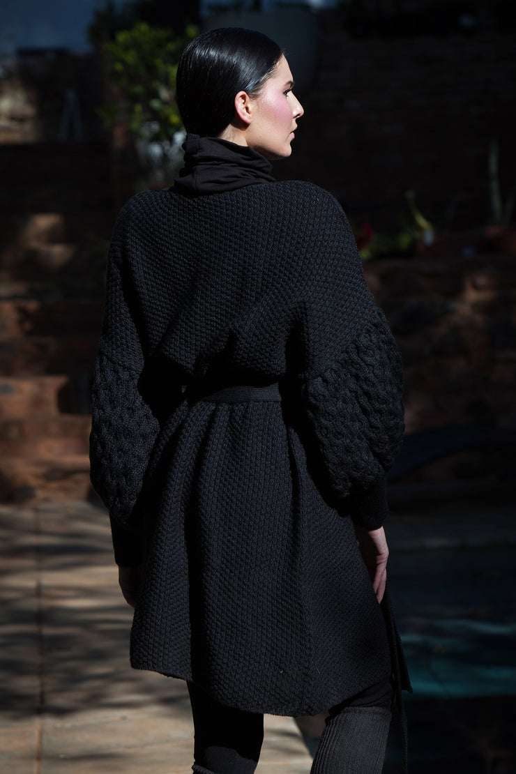 ERRE black mohair knitted coat