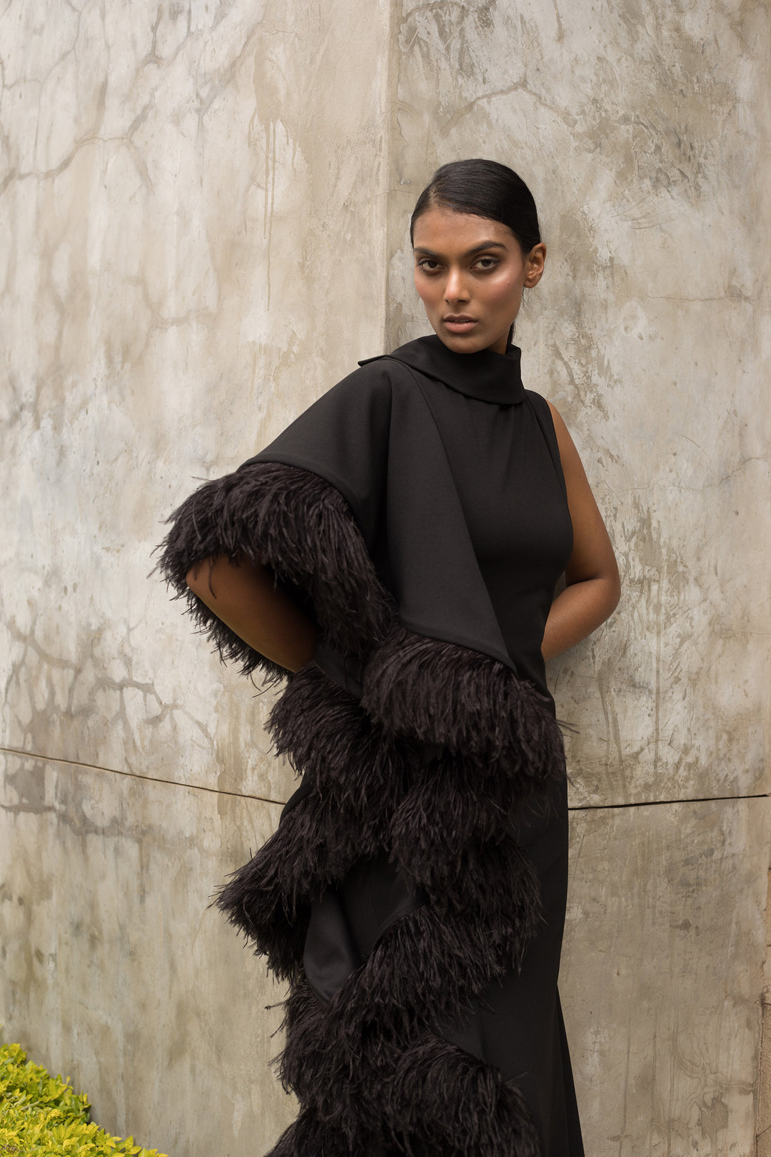 Black Ostrich Feather Dress ERRE Fashion Black Ostrich Feather Dress ERRE Fashion