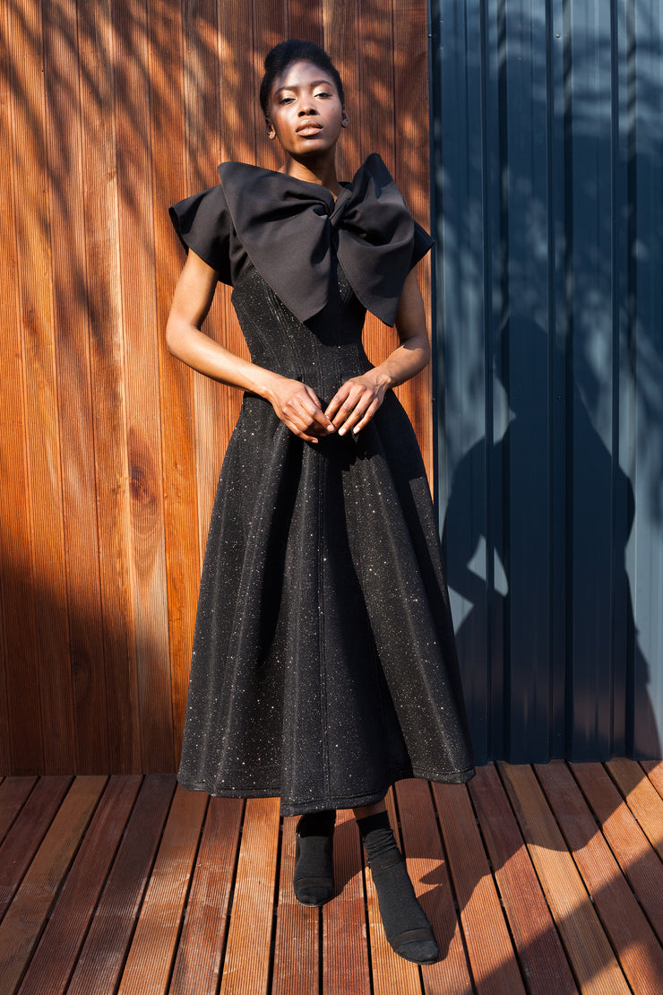 ERRE black strapless fit and flare dress