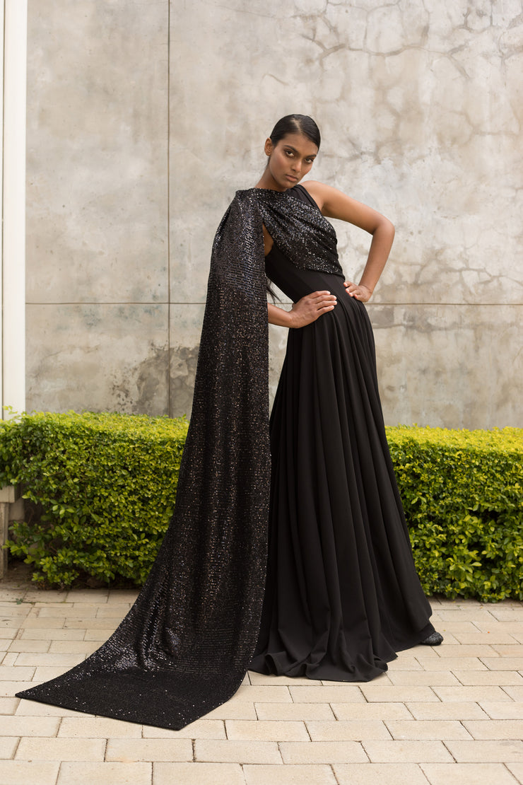 Black Multi Way Drape Dress ERRE Fashion Black Multi Way Drape Dress ERRE Fashion