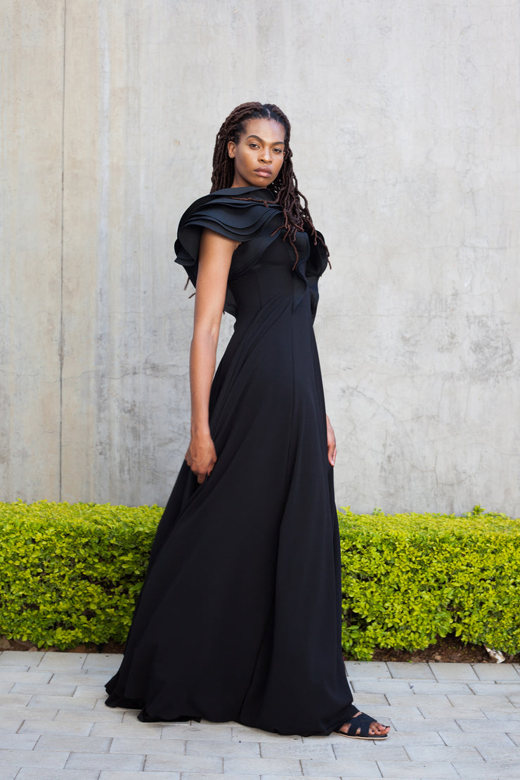 Black FLOUNCE evening dress ERRE Fashion Black FLOUNCE evening dress ERRE Fashion