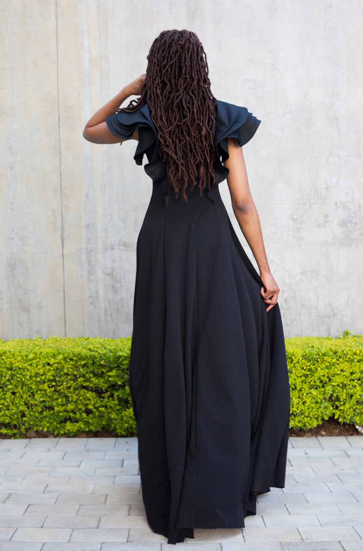Black FLOUNCE evening dress ERRE Fashion Black FLOUNCE evening dress ERRE Fashion