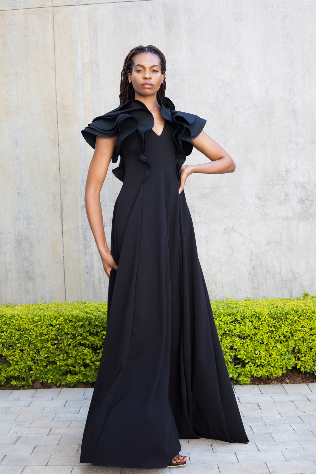 Black FLOUNCE evening dress – ERRE Fashion