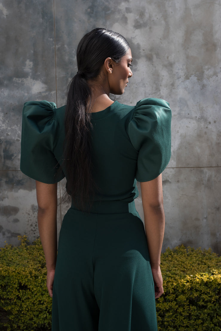 Spring 2022 - Emerald Green Tulip Sleeve Top – ERRE Fashion