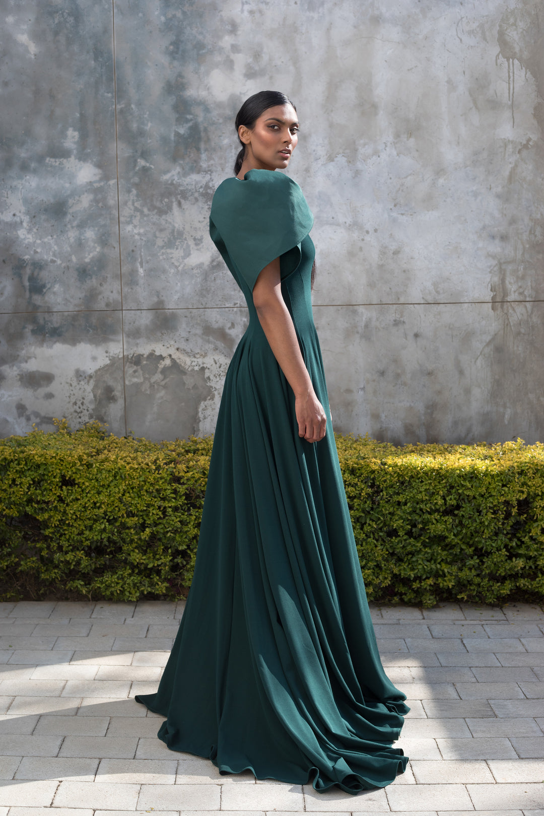 Spring 2022 - Emerald Green Tulip Sleeve Evening Dress ERRE Fashion Spring 2022 - Emerald Green Tulip Sleeve Evening Dress ERRE Fashion