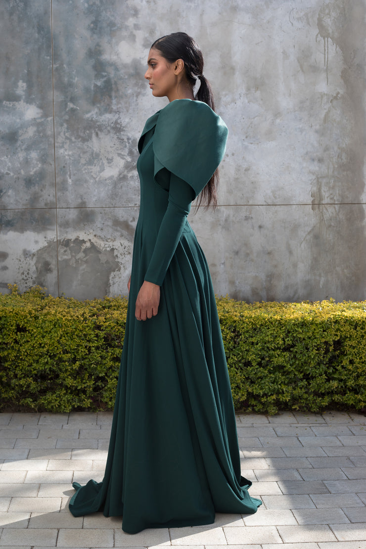 Spring 2022 - Emerald Green Tulip Sleeve Evening Dress ERRE Fashion Spring 2022 - Emerald Green Tulip Sleeve Evening Dress ERRE Fashion